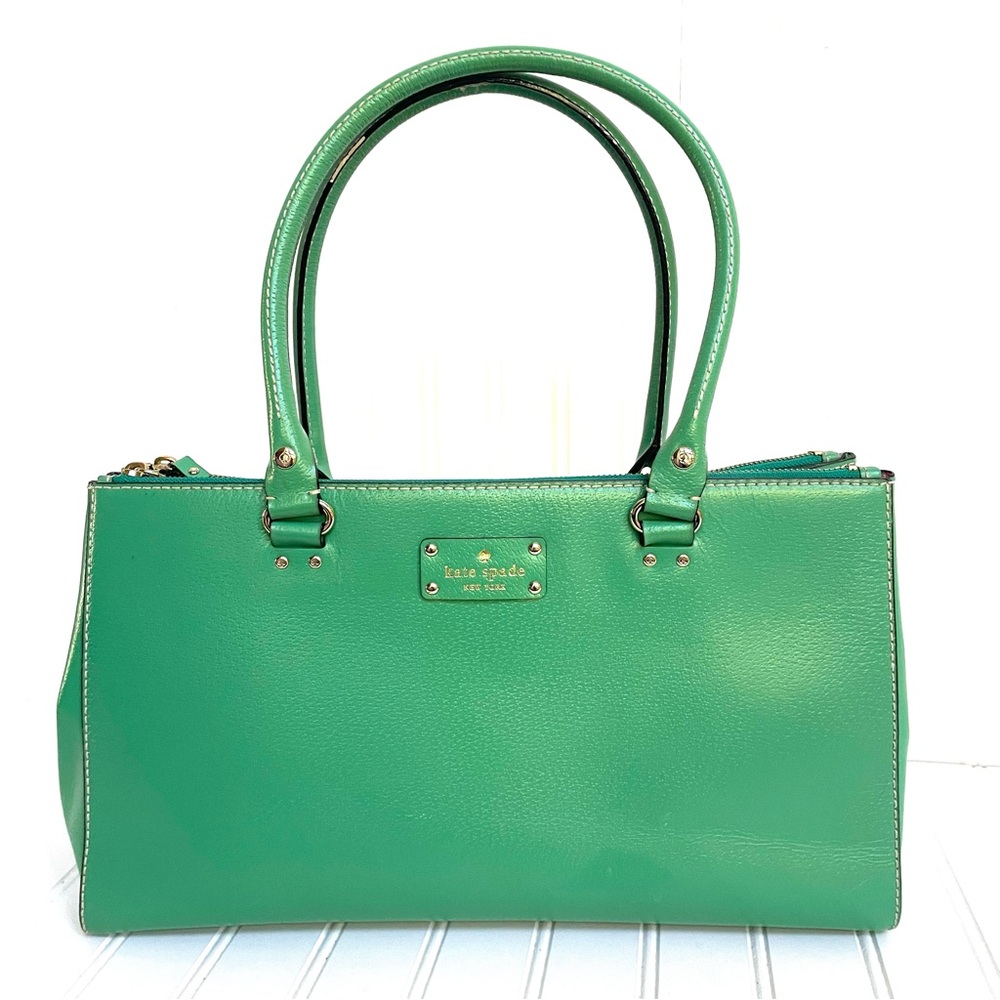 Vintage Kate Spade Vibrant Green Handbag with Pink Lining
